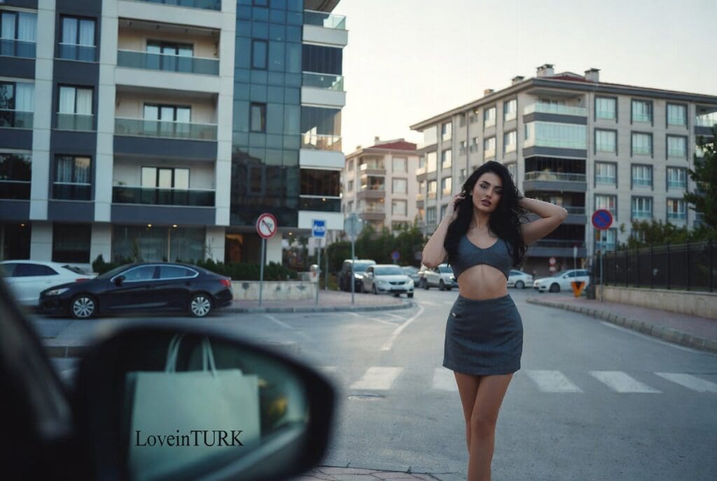 Sancaktepe’de akşam saatlerinde LoveinTURK vurgulu lifestyle yürüyüşü yapan kadın